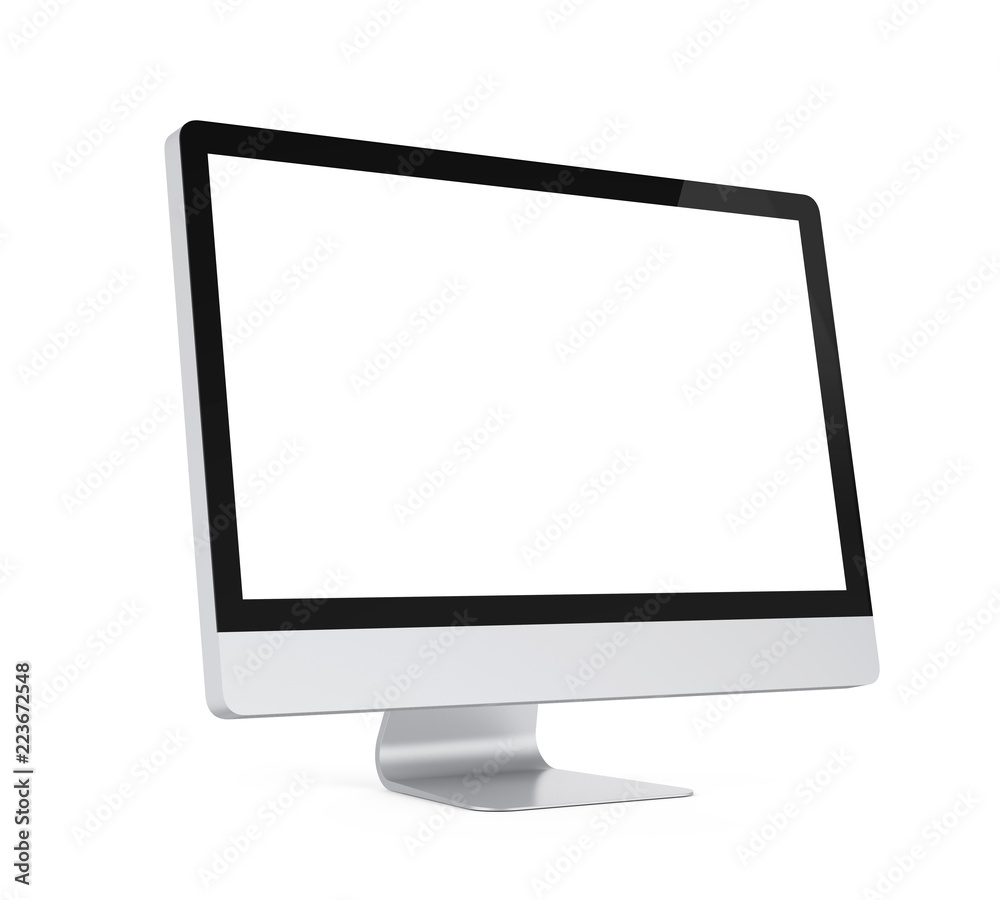 Computer Monitor with Blank White Screen Isolated Computer Monitor with Blank White Screen Isolated