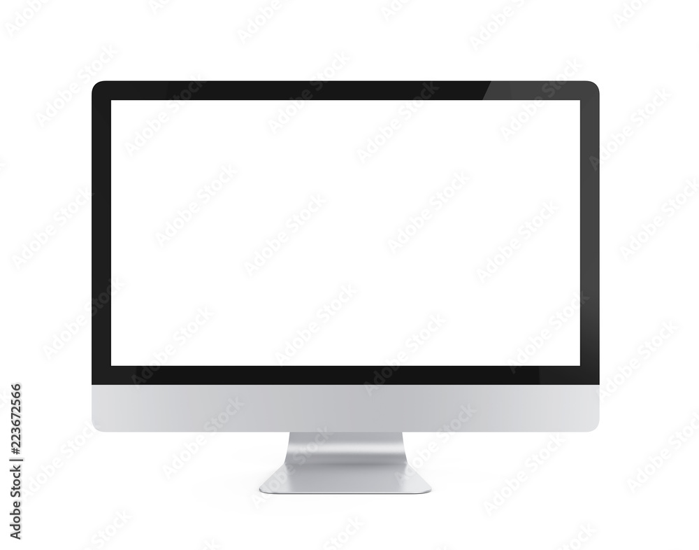 Computer Monitor with Blank White Screen Isolated Computer Monitor with Blank White Screen Isolated
