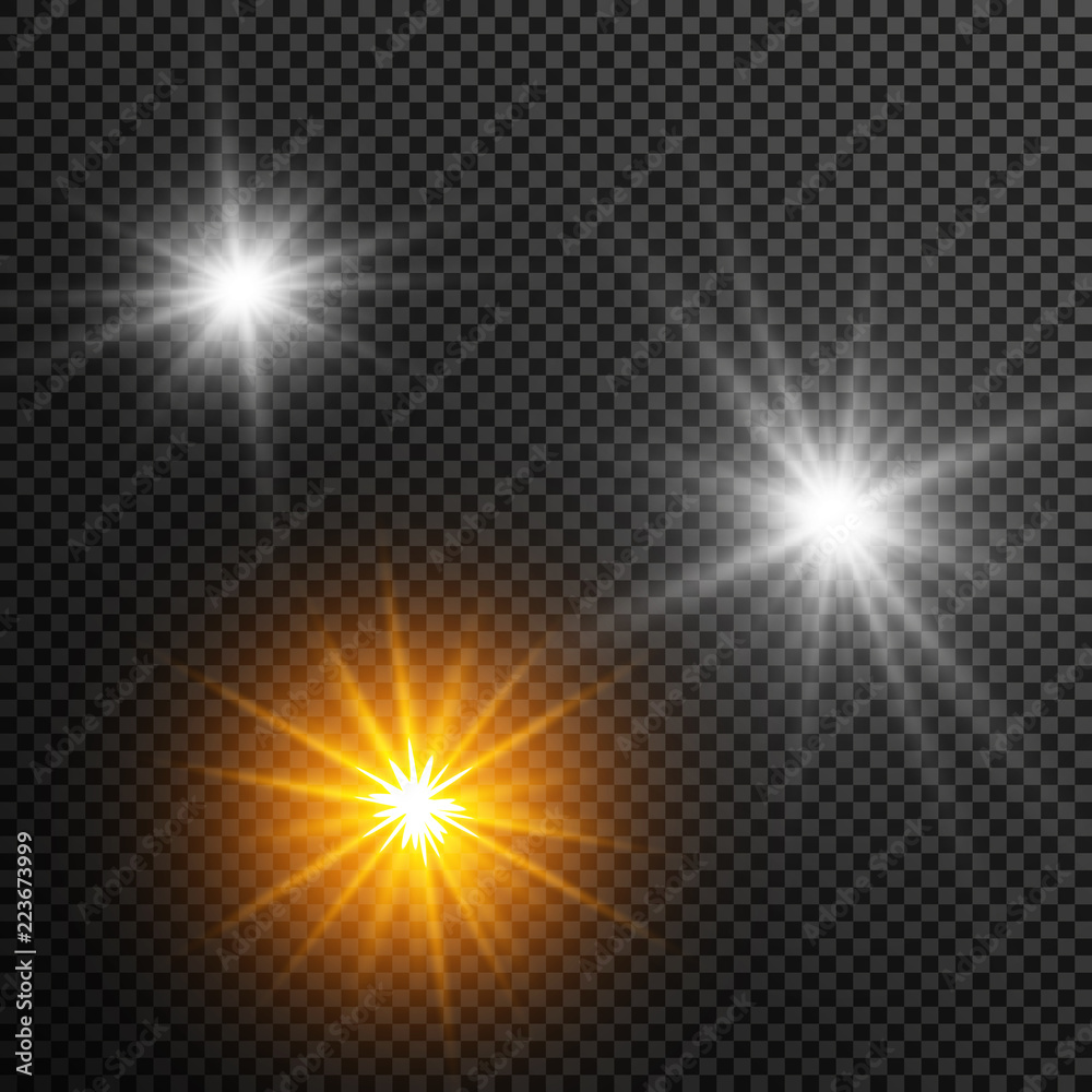 Glow light effect. Vector illustration. Christmas flash Concept.