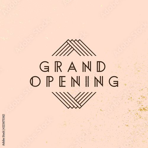 Grand opening. Modern geometric banner. Vector illustration on white background