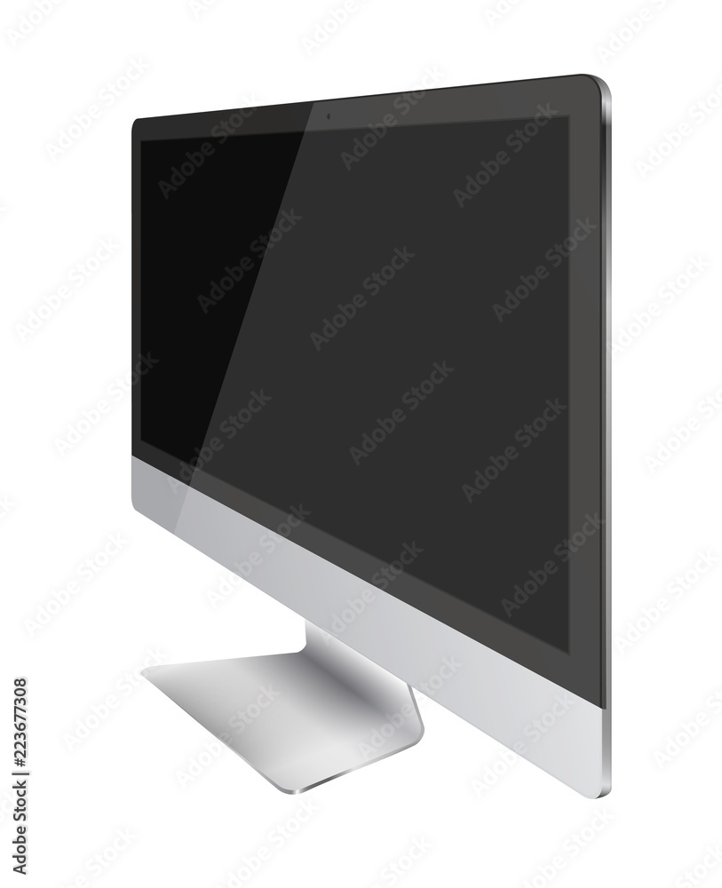Computer monitor display with black screen isolated on white background. Computer monitor display with black screen isolated on white background.