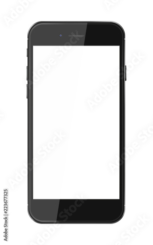 Realistic smart phone with blank screen.