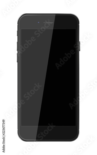 Realistic smart phone with black screen.