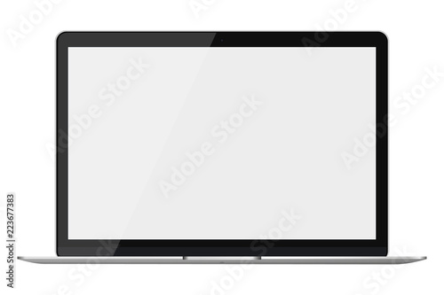 Modern glossy laptop isolated on white background.