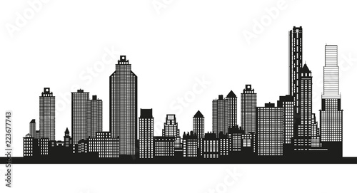 Silhouette of the city. Cityscape design. Skyline architecture