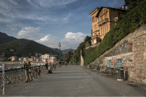 levanto beach promenade at sunset. liguria, italy. © silvia