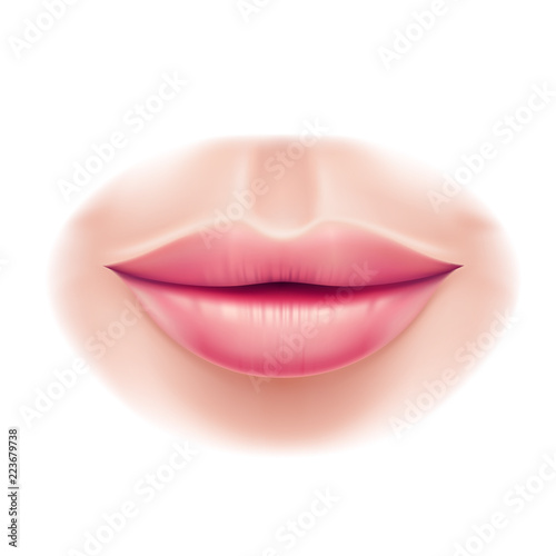 Vector realistic woman lips after lips surgery
