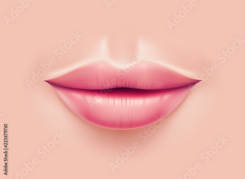 Vector realistic woman lips after plastic surgery