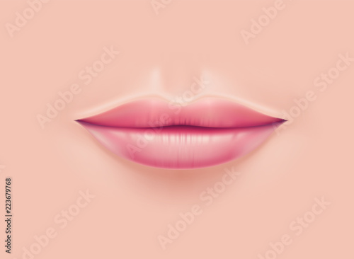 Vector realistic woman lips before plastic surgery