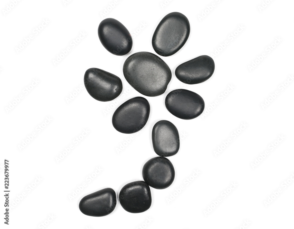 Black rock pile isolated on white background, top view Black rock pile isolated on white background, top view