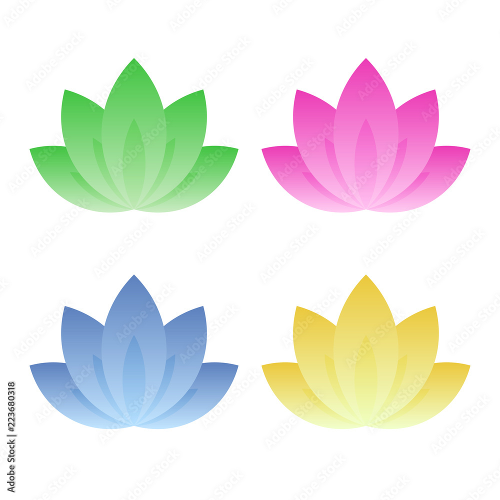 Lotus Icon Set on White Background. Vector Lotus Icon Set on White Background. Vector