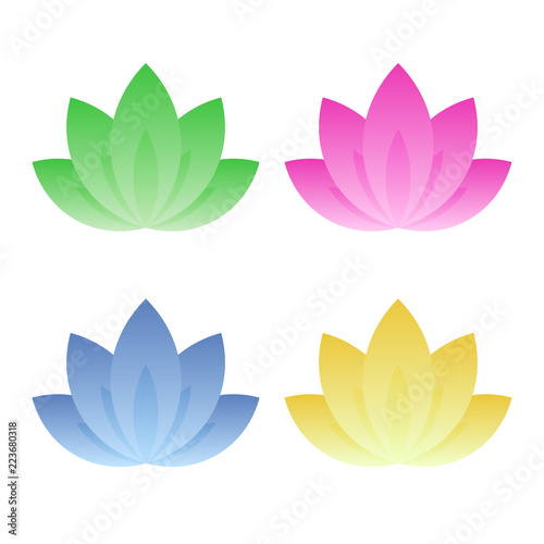 Lotus Icon Set on White Background. Vector