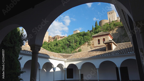 Beautiful view of Alhambra from the Archaeological Museum in Albaicin, Granada, Spain photo