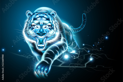 Vicious tiger with lightning effect