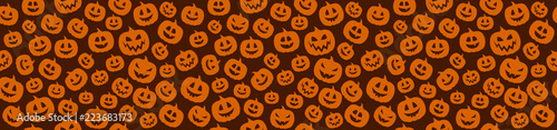 Concept of Halloween pattern with pumpkins. Vector.