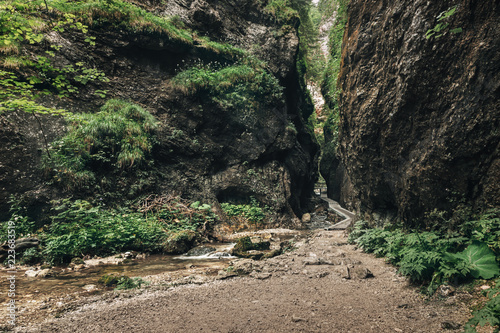 Walking pathway through the canyon in Janosik Holes - Mala Fatra - Slovak Republic photo