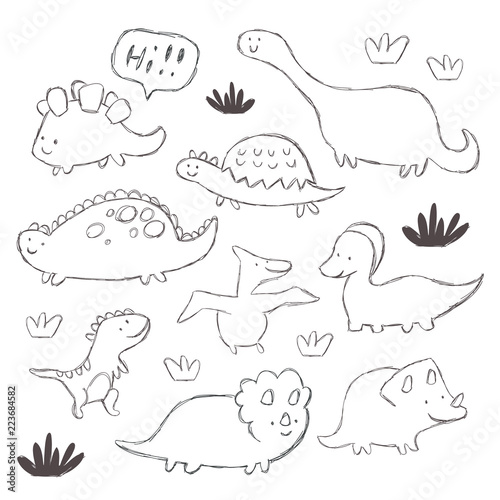 Hand drawing dinosaur illustration vector.