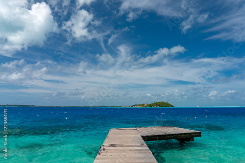 jetty bora bora french polynesia blue lagoon turquoise crystal water