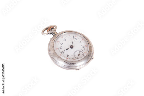 Retro pocket watch isolated on a white background.