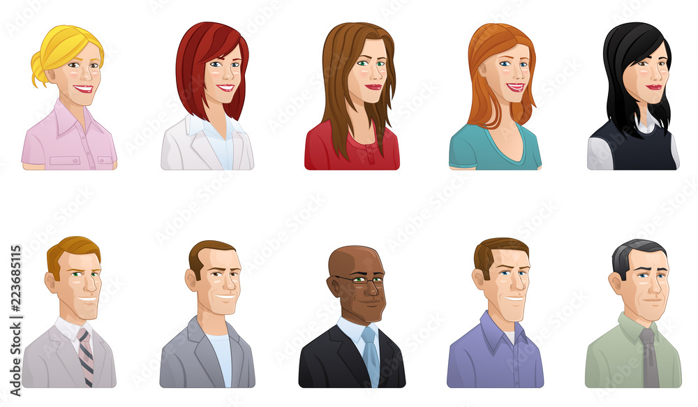 Cartoon style avatars of business people Cartoon style avatars of business people
