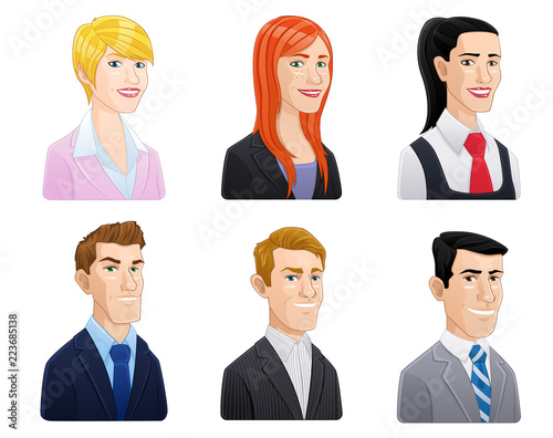 Business people avatars icon set - cartoon style