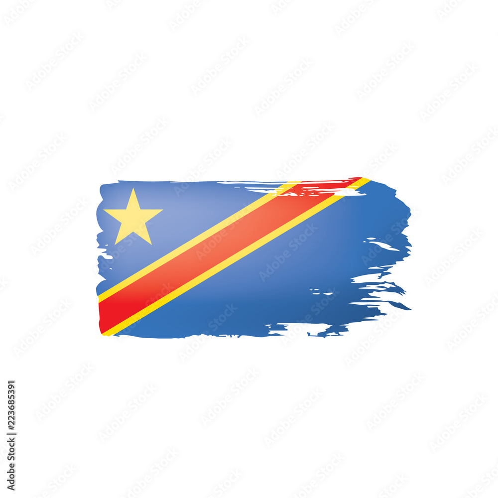 Democratic Republic of the Congo flag, vector illustration on a white background. Democratic Republic of the Congo flag, vector illustration on a white background.