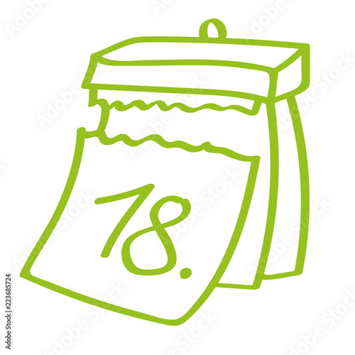 Handgezeichneter Kalender - Tag 18 in hellgrün