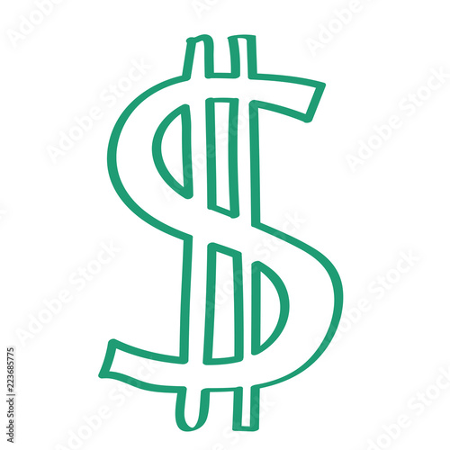 Handgezeichnetes Dollar-Symbol in grün