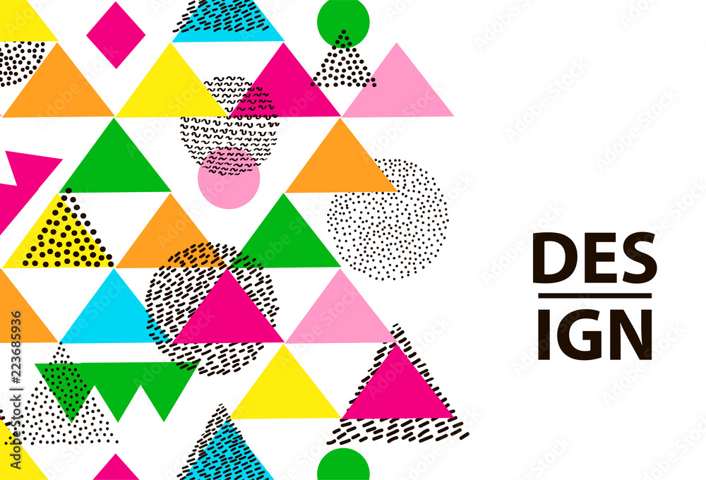 Obraz premium Colorful geometric elements on the white background. Template for card, banner, poster.