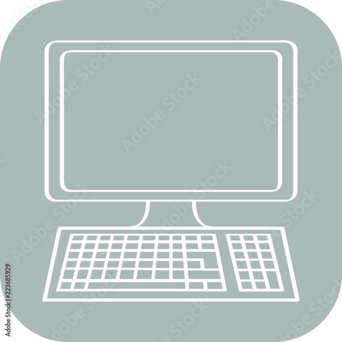Handgezeichneter Computer auf grauem Hintergrund