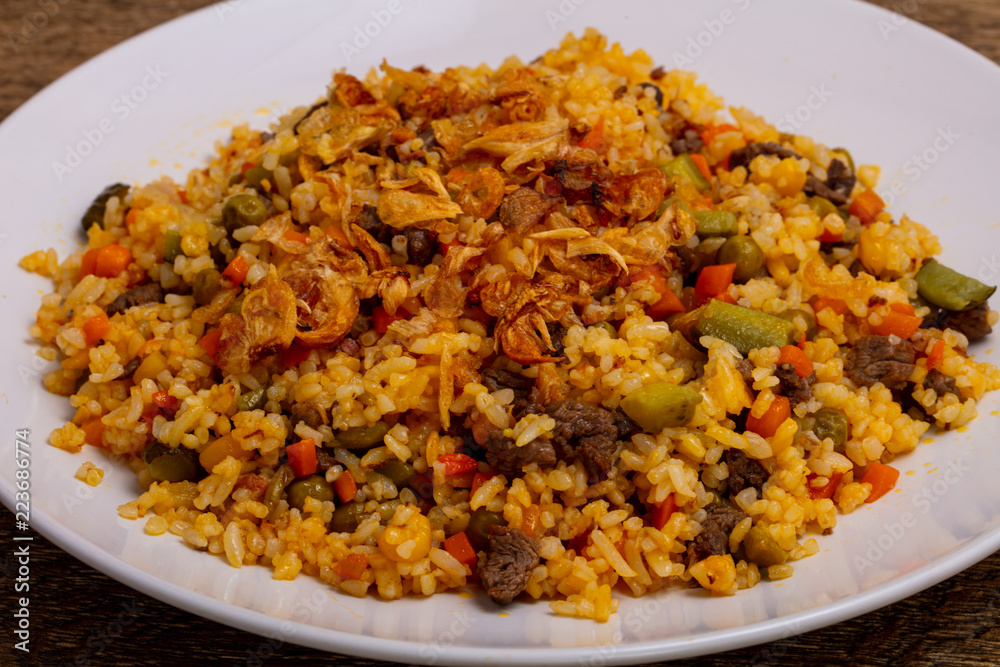 Fried rice with beef Fried rice with beef