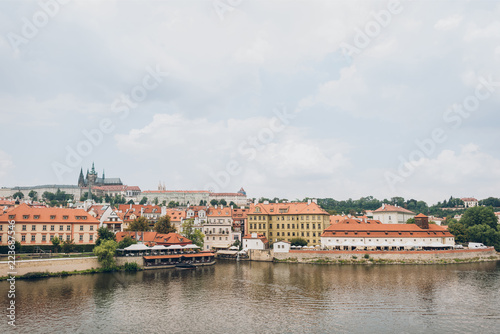 beautiful Vltava river and architecture in prague, czech republic