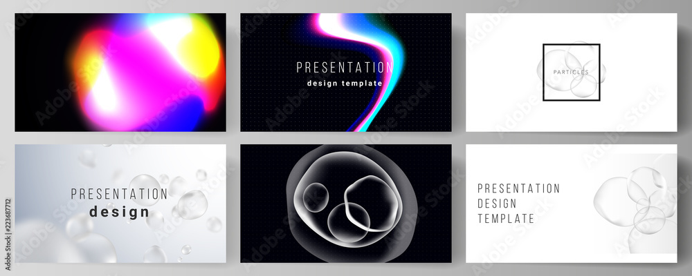 The vector layout of the presentation slides design business templates. SPA and healthcare design, sci-fi technology background. Abstract futuristic or medical consept backgrounds to choose from