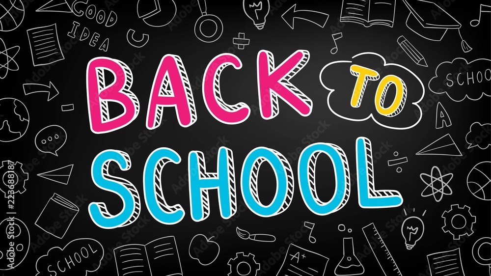 Banner background sketch outline element and word Back to school