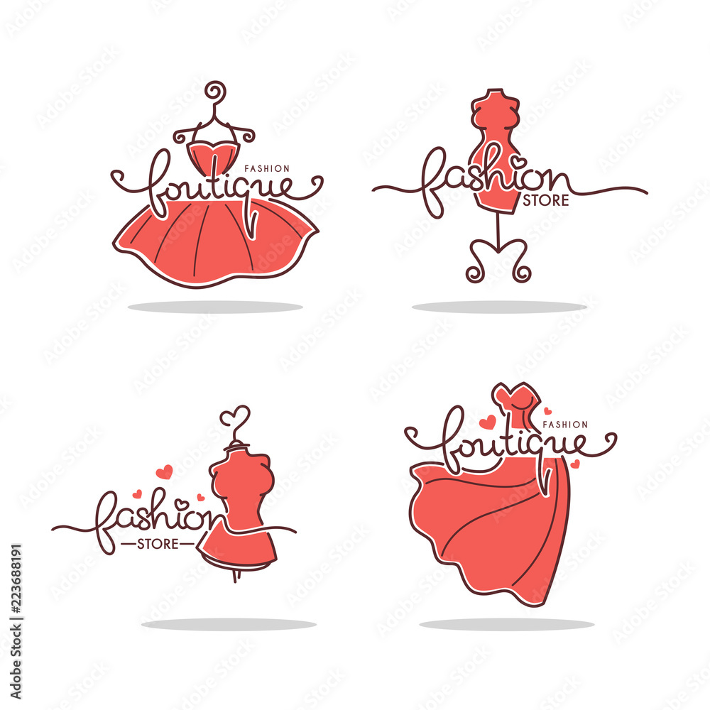 vector set of Fashion Boutique and store logo, label, emblems with ...