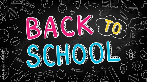 Banner background sketch outline element and word Back to school