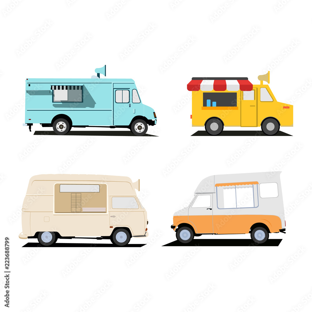 Food truck illustration vector designs. playful and colorful