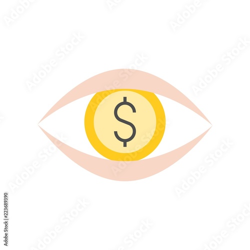 open eye and dollar, vision,greedy sign or chance for investment concept icon