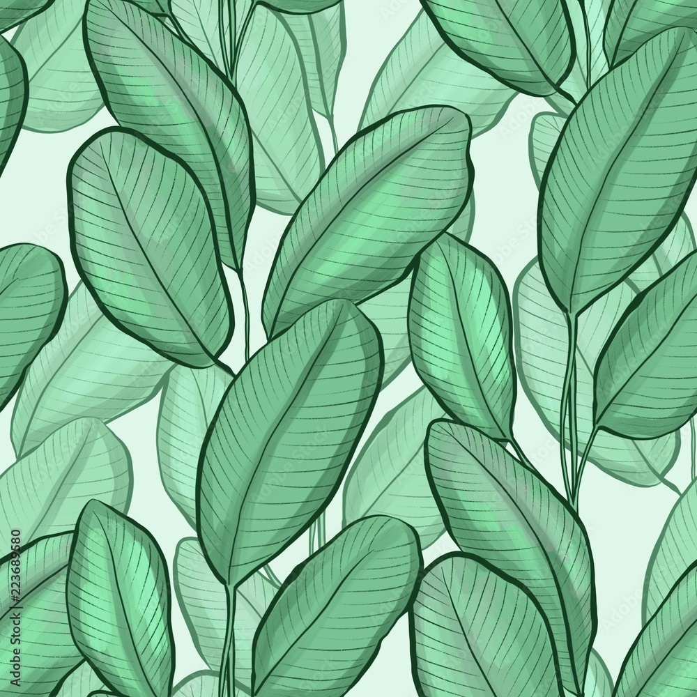 Seamless pattern with green leaves. Floral background Seamless pattern with green leaves. Floral background