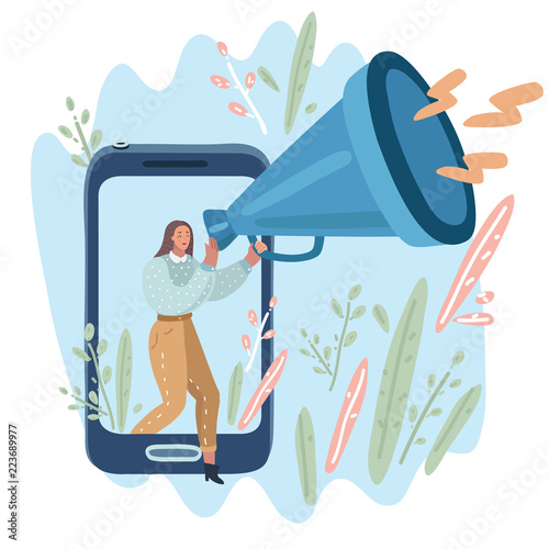 Business woman with a megaphone.