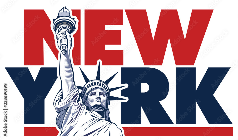 Naklejka premium New York City and Statue of Liberty, USA symbol
