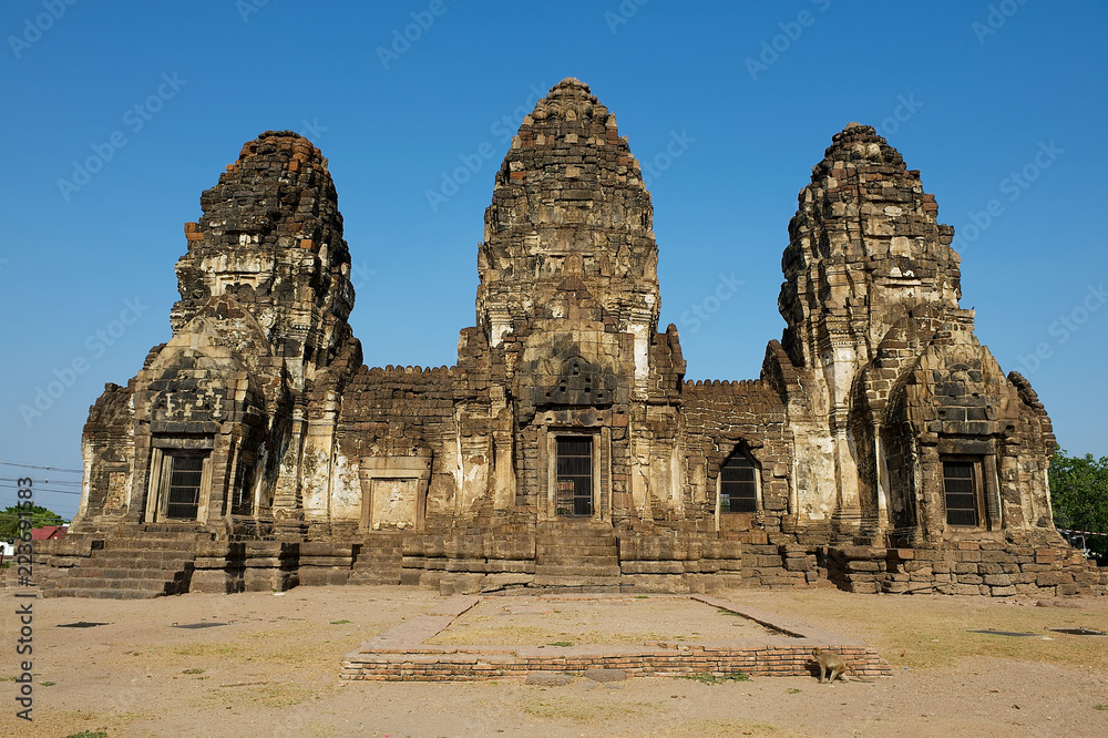 Prang Sam Yot, originally a Hindu shrine, converted to a Buddhist one in Lopburi, Thailand. Prang Sam Yot, originally a Hindu shrine, converted to a Buddhist one in Lopburi, Thailand.