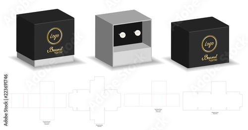 Rigid Sleeve box die cut mock up template vector