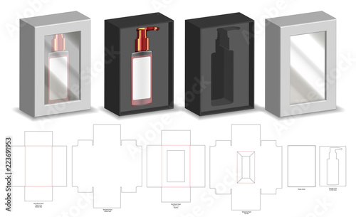 hard board paper rigid box 3d mockup with dieline