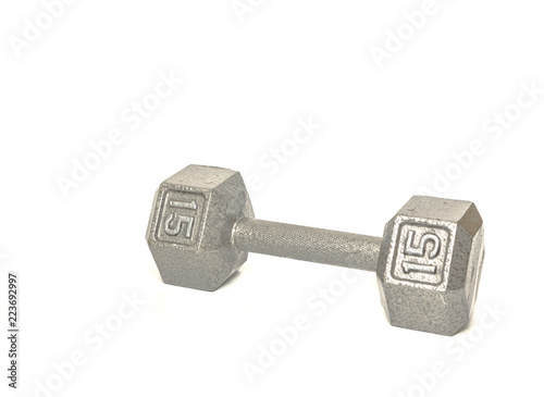 Chrome dumbbell isolated, healthy lifestyle concept