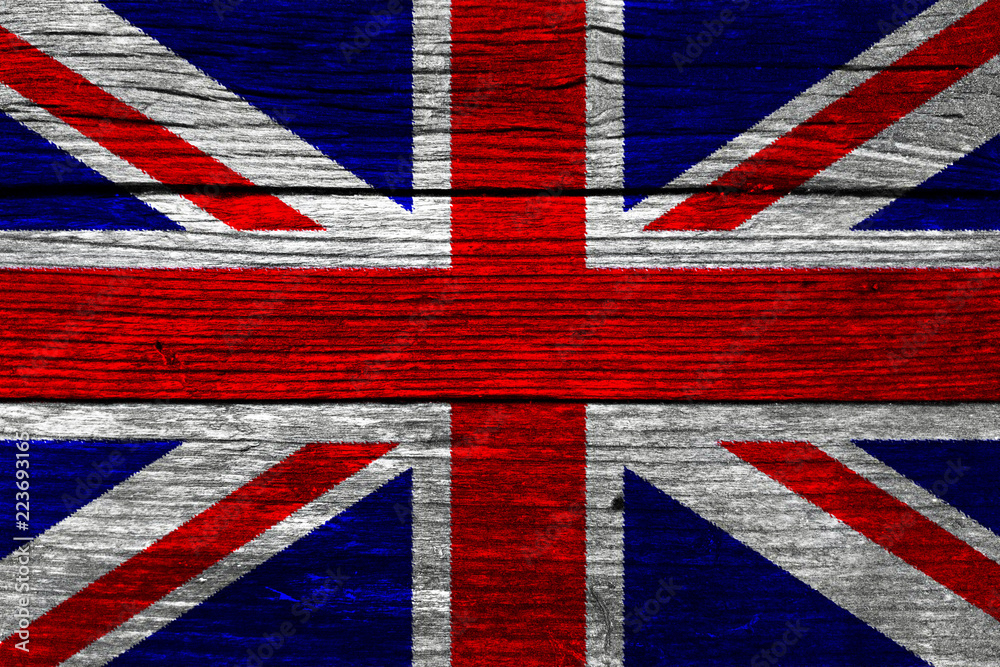 Fototapeta premium GB Flag on the wooden wall