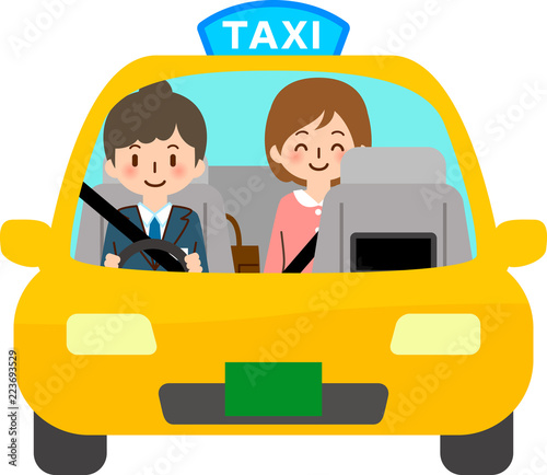 タクシーに乗った女性客と女性運転手