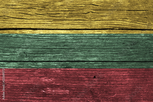 Lithuania Flag on the wooden wall