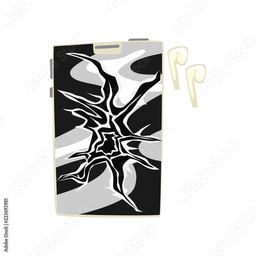 Broken smartphone, damaged home appliance cartoon vector Illustration on a white background
