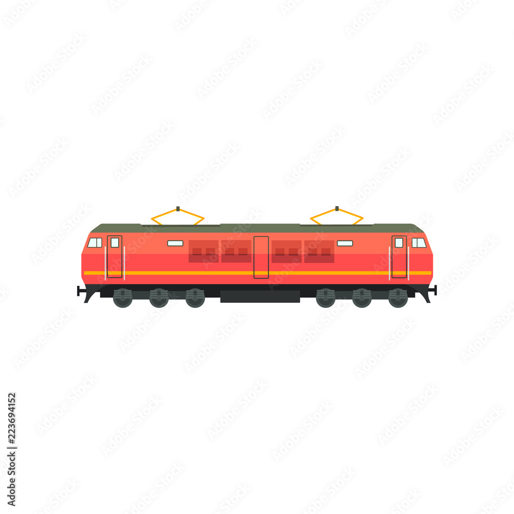Modern red electric railway locomotive vector Illustration on a white background Modern red electric railway locomotive vector Illustration on a white background